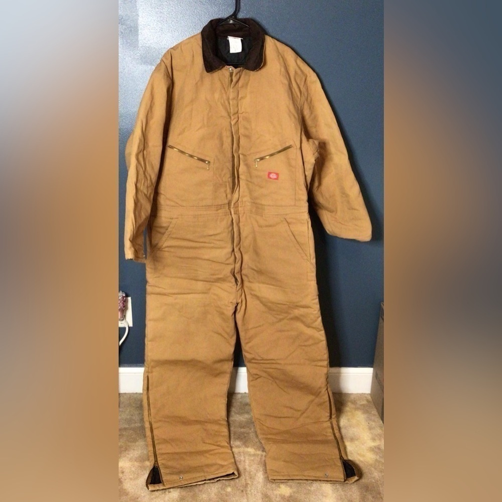Dickies Tan Quilted workwear suit coveralls 50/52 reg (1dd)